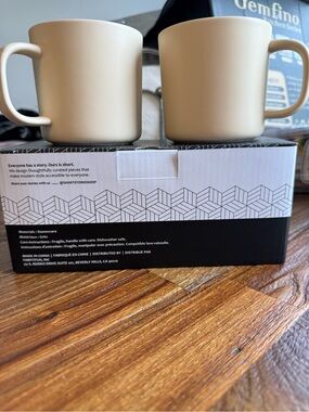 Cream Stoneware Coffee Mugs - 2 Pack